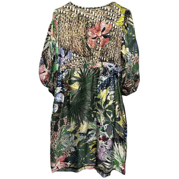 Vintage Cache 100% Silk Tropical Jungle Print Dress 12 – Boho Festival Y2K - Picture 9 of 12